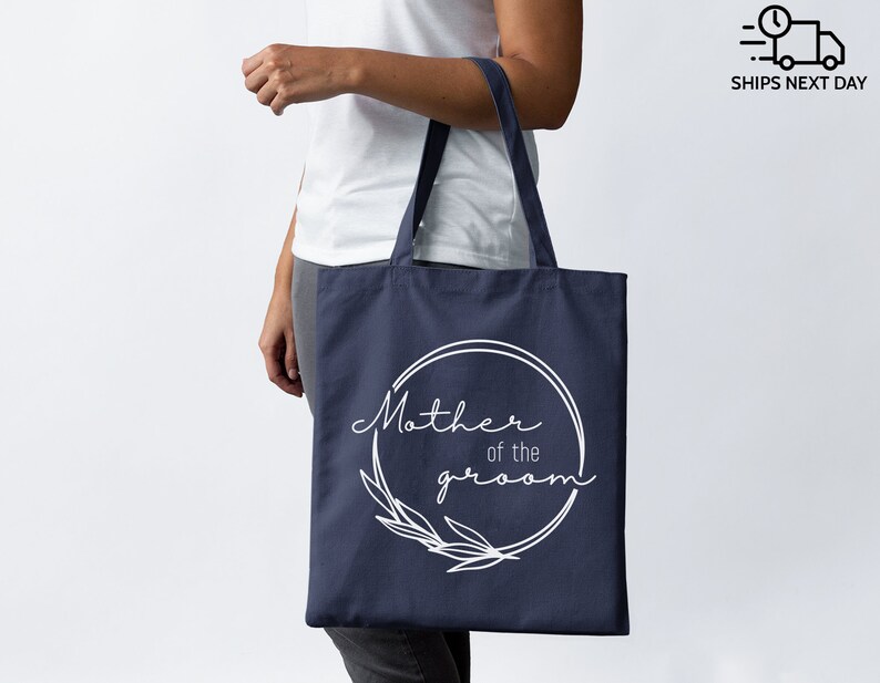 Parents Wedding Gift Tote Bags – Personalized Mother of the Bride & Mother of the Groom Canvas Tote – Wedding Day Keepsake Gift image 10