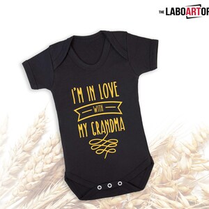 I'm in love with my grandma Cute Baby bodysuit Baby Bodysuit Best Grandson Best Granddaughter image 3