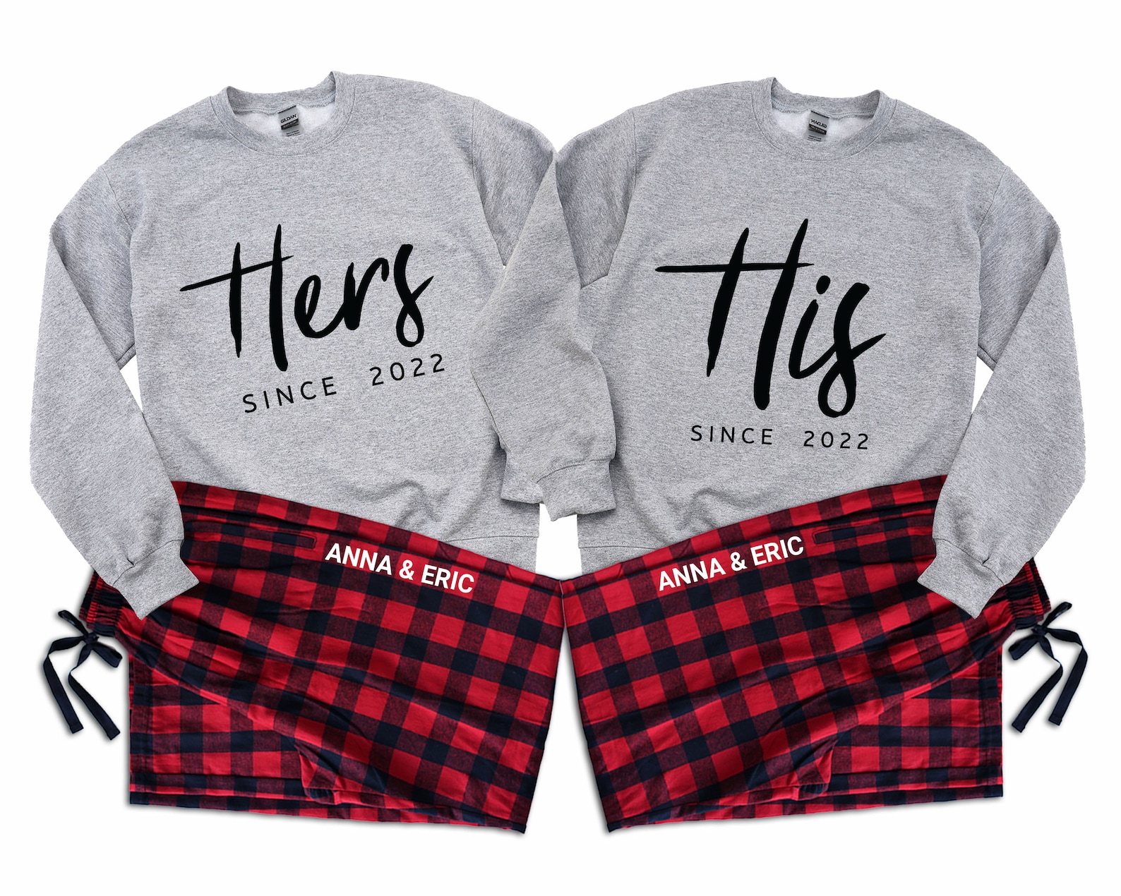 His & Hers Couple Matching Pajamas Personalized Anniversary Etsy