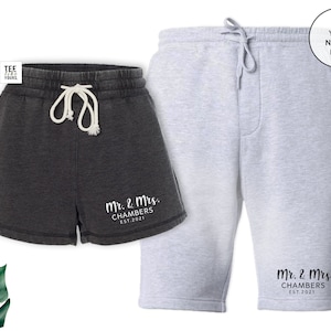 Mr. \u0026 Mrs. Couple Matching Shorts Personalized With Last Name and Est. Date  | Hubby Wife Custom Anniversary, Wedding and Honeymoon Gift - Etsy UK