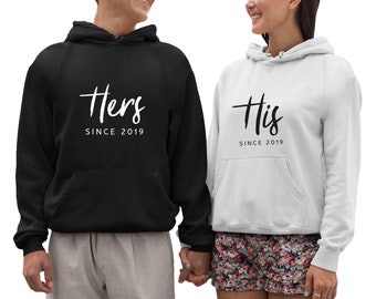 His & Hers Matching Couple Hoodies | Valentines Day Gift | Honeymoon Outfit | Husband Wife Anniversary Gift| Hoodie Gift| Price per 1 Hoodie