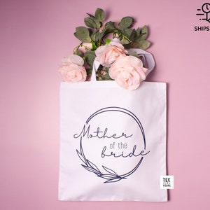 Parents Wedding Gift Tote Bags – Personalized Mother of the Bride & Mother of the Groom Canvas Tote – Wedding Day Keepsake Gift image 2