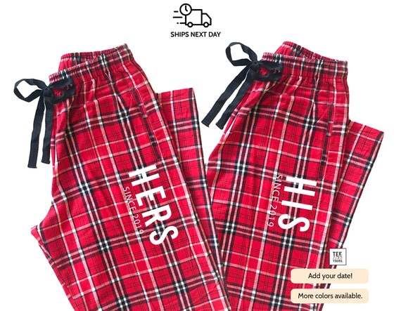 His & Hers Paar Weihnachtspyjamas, Buffalo Plaid Pyjama Hose mit Taschen,  passender Weihnachtspyjama, Mr und Mrs Paar Pyjamas - Etsy Schweiz