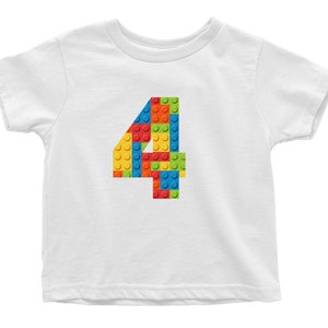 Building Bricks Personalized Birthday Tee. Master Builder Custom Number. Birthday Gift with Construction Blocks Party T-shirt.