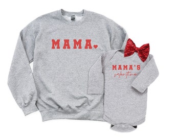 Mama & Mama's Valentine- Valentine's Day Matching Sweatshirts for Mom and Baby.  Mom and Baby Valentines Day Outfit. New Mom Gift GG 2023