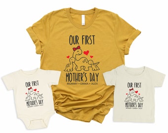 Our first Mother's day Dino Matching Mommy & Me Shirts, Mother's Day Gift, New Mom, Twin Mom Mother's day shirts, Women's Mamasaurus