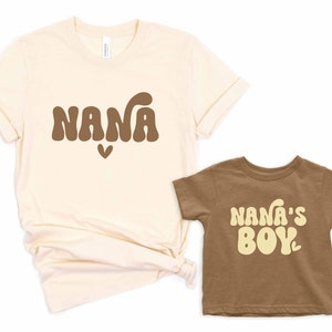 Nana & Nana&#39;s Boy-  Retro Matching grandma and grandson t-shirts. Nana Shirt. Mother&#39;s Day gift grandma. 1st time grandma gift. New Grandma