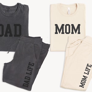 Mom Life & Dad Life - Matching T-shirts and sweatpants. Coming home outfit for mom and dad. hospital outfit for mom, New Mom / Dad joggers.