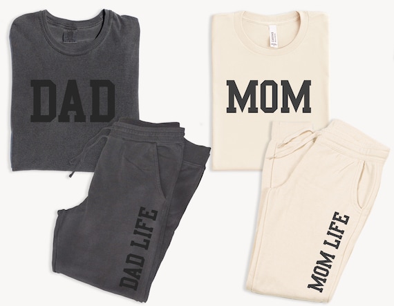 Mom Life & Dad Life Matching T-shirts and Sweatpants. Coming Home Outfit  for Mom and Dad. Hospital Outfit for Mom, New Mom / Dad Joggers. 