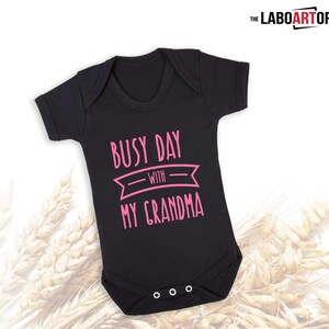 Busy day with my Grandma Cute Baby bodysuit Cute Toddler T-shirt Baby Bodysuit Best Grandson Best Granddaughter image 3