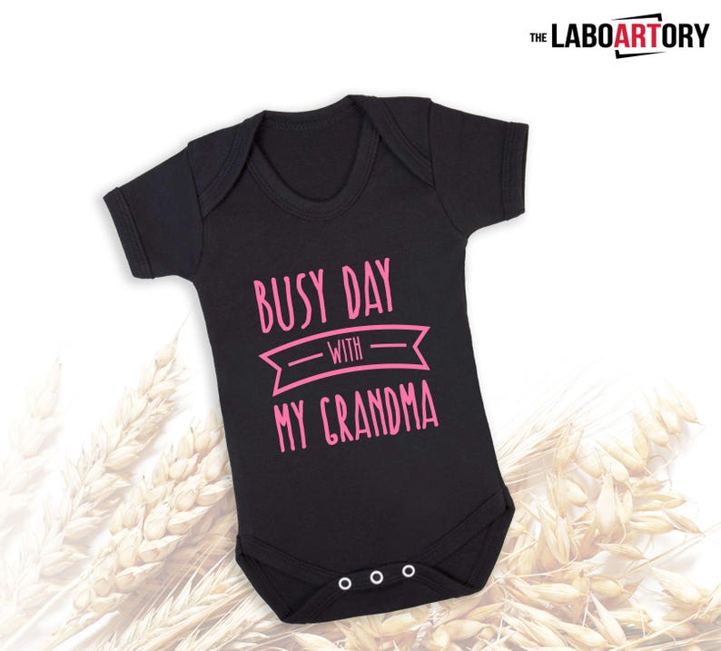 Busy day with my Grandma Cute Baby bodysuit Cute Toddler T-shirt Baby Bodysuit Best Grandson Best Granddaughter image 3