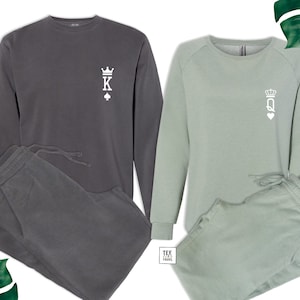 King & Queen Couple Matching Set | Sweatshirt and Sweatpants | Valentines day Gift for Him and Her | Honeymoon, Anniversary Gift | Joggers