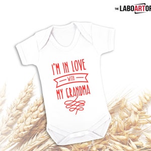 I'm in love with my grandma Cute Baby bodysuit Baby Bodysuit Best Grandson Best Granddaughter image 6