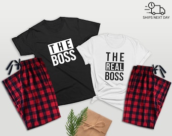 The Boss the Real Boss Matching Couple Pajamas Gift for Newlyweds Valentine s Day Gift for Husband Gift for Boyfriend R B Pants Etsy Canada