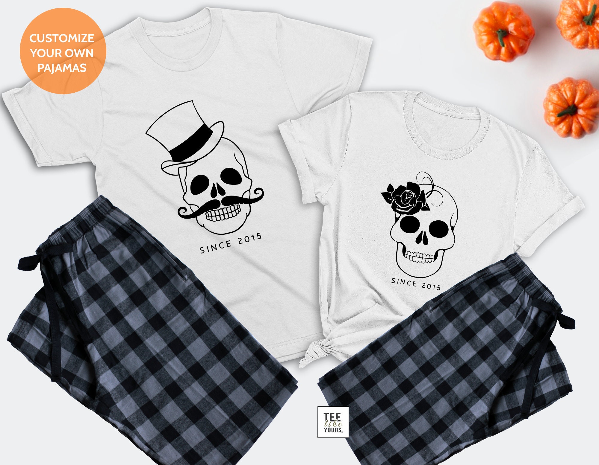 Skulls Couple Matching Pajamas Halloween Gift for Him Her Husband and Wife Honeymoon Outfit October Wedding Anniversary Custom Gift Etsy Canada