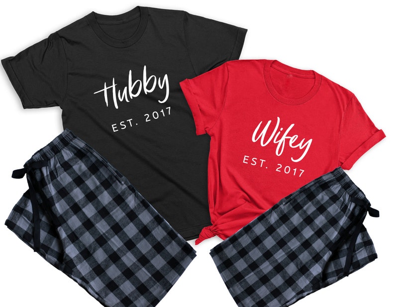 Wifey And Hubby Couple Matching Pajamas Husband Wife Etsy 