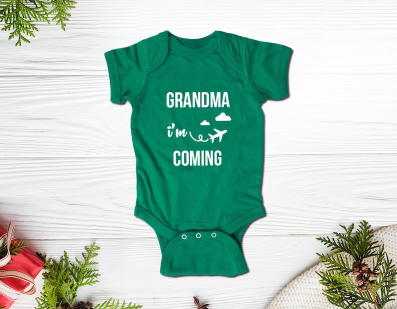 Grandma i'm coming Baby's First Grandma Visit Baby Bodysuit Grandpa i'm coming Baby's First Grandpa Visit Grandpa i'm coming image 5