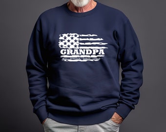 Personalized Grandpa Sweatshirt - FLAG & Grandkids Names, Shirt for Grandpa, Grandpa's Birthday, Father's Day gift from grandkids with names
