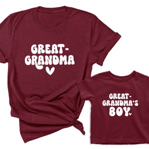 Great Grandma & Greatgrandma&#39;s Boy Retro Matching grandma and grandson t-shirts. Retro Greatgrandma Shirt. Mother&#39;s Day gift. Greatgrandson