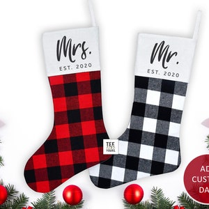 Mr. & Mrs. Couple Matching Christmas Stocking | Gift for Him / Her | Husband and Wife | First Christmas together | Custom Gift for couples