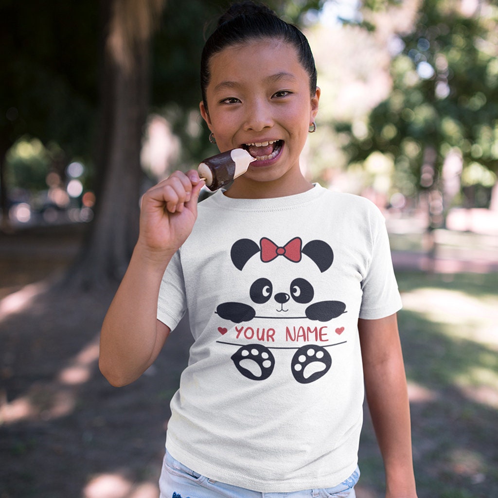 Kid Boy/Kid Girl Animal Panda Patch Embroidered Short-sleeve Tee
