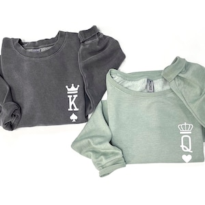 King & Queen Couple Matching Set | Sweatshirt and Sweatpants | Valentines day Gift for Him and Her | Honeymoon, Anniversary Gift | Joggers