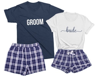 Groom & Bride Couple Matching Pajamas. Valentines Day Gift for Him and Her. Engagement Gift for Future Husband Wife. Bridal Party Gift NS23