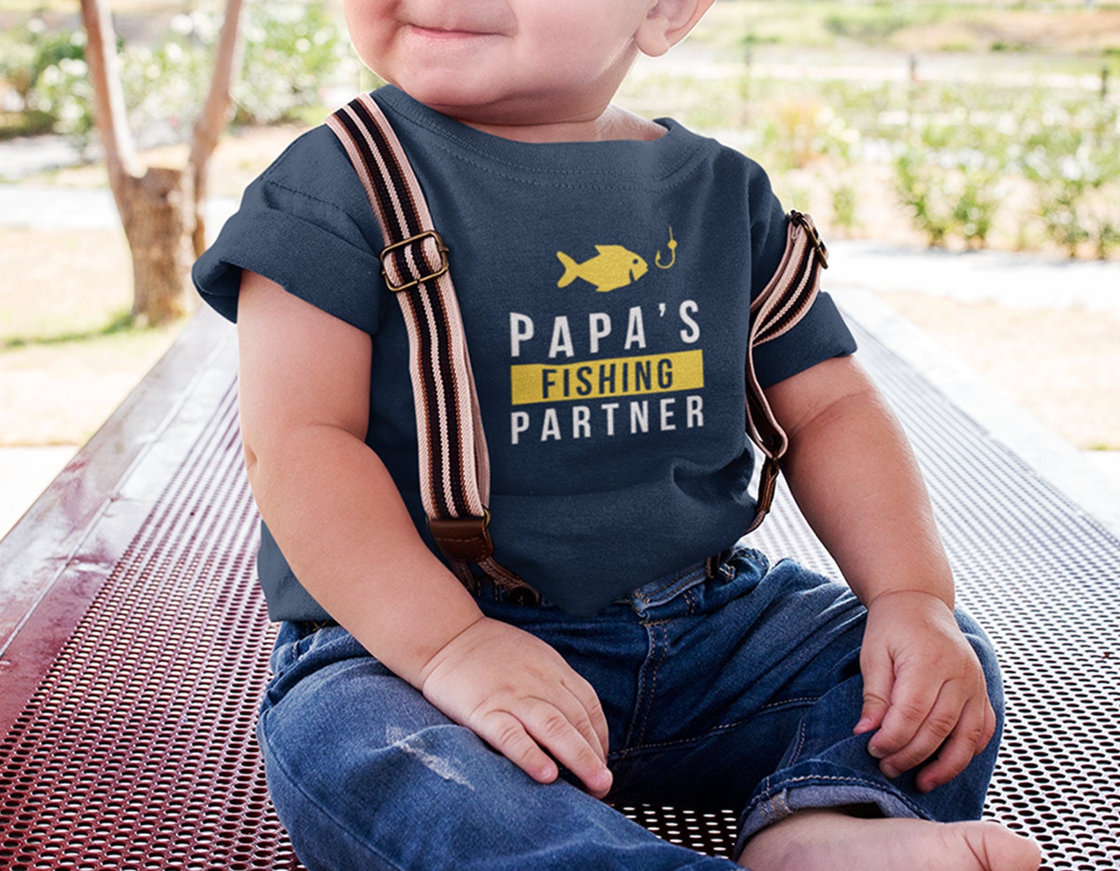 Papa and Papa's Fishing Partner. Matching T-shirts for Grandpa and