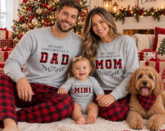 First Christmas as Mom Dad Outfit, Personalized Family Christmas Outfit, Baby First Christmas Bodysuit, Matching Christmas Set 2026