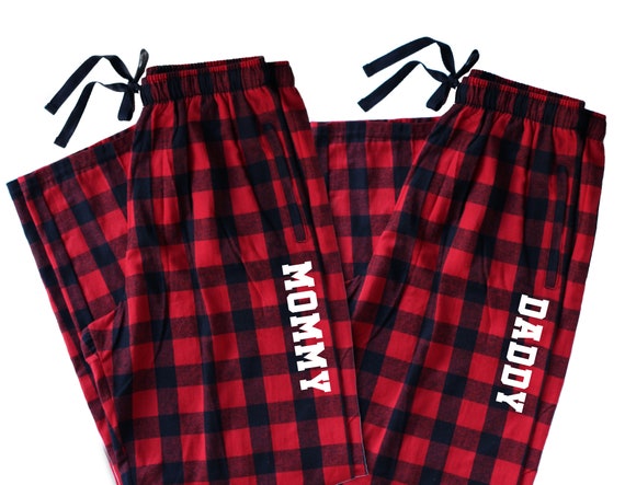Mommy Daddy Family Christmas Pajamas. Red Buffalo Plaid Pajama Pants With Pockets. Matching Pajama Pants for Parents. Custom Mama Pants. Etsy Canada