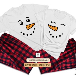 Snowman & Snowwoman, Couples Christmas Pajamas, Holiday Pajamas, Xmas Honeymoon Outfit, Matching Christmas pajamas Set, PJs for Her and Him