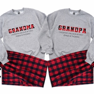 Grandma & Grandpa Christmas Pajamas. Custom Grandparents Matching