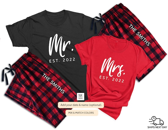 Mr. Mrs. Matching Christmas Pajamas Custom Couple Pajamas