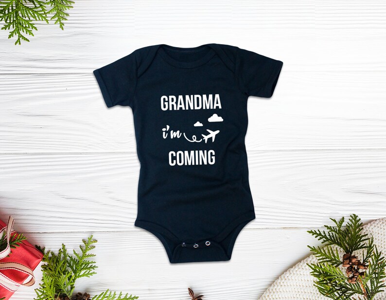 Grandma i'm coming Baby's First Grandma Visit Baby Bodysuit Grandpa i'm coming Baby's First Grandpa Visit Grandpa i'm coming image 2