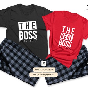 The Boss & The Real Boss - Couple Matching Pajamas. Christmas Matching Couple Pajamas. Valentines Day Gift. Anniversary Gift. Holiday Pjs