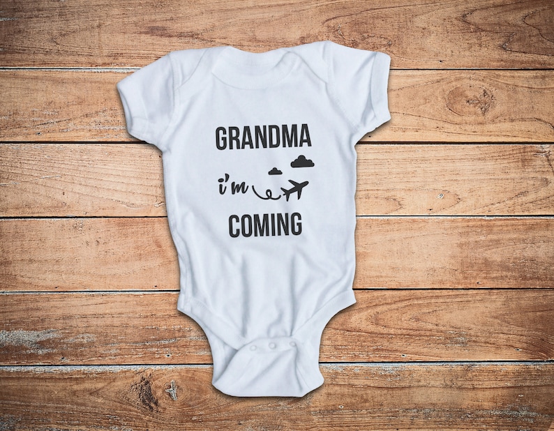 Grandma i'm coming Baby's First Grandma Visit Baby Bodysuit Grandpa i'm coming Baby's First Grandpa Visit Grandpa i'm coming image 1