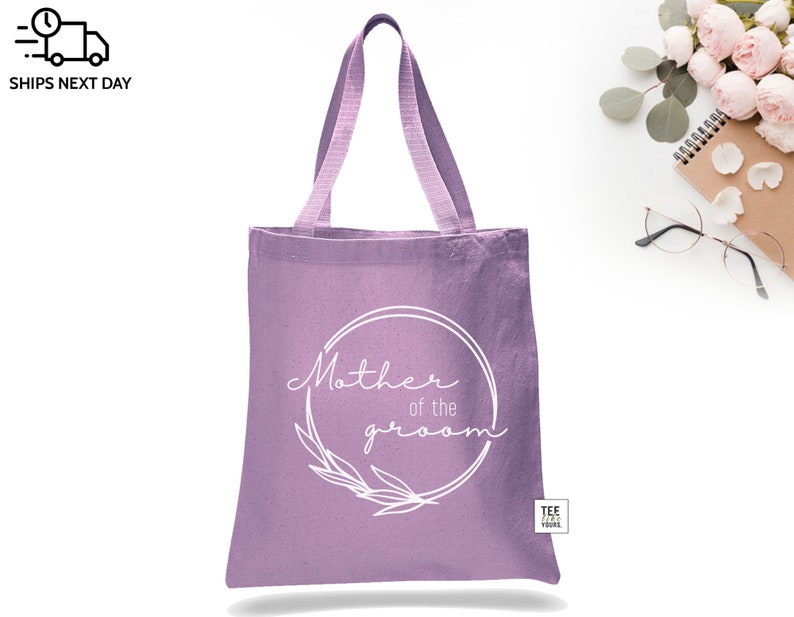 Parents Wedding Gift Tote Bags – Personalized Mother of the Bride & Mother of the Groom Canvas Tote – Wedding Day Keepsake Gift image 8