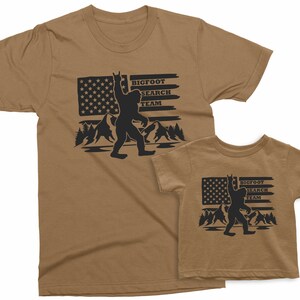 Bigfoot Search Team. Father&#39;s Day gift for Father, Son, Daughter. Matching dad baby t-shirts. Dad Son Matching Camping Tees. Toddler T-shirt