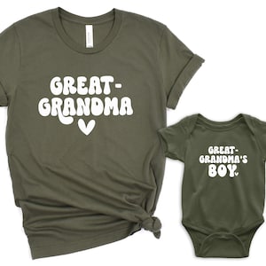 Great Grandma & Greatgrandma&#39;s Boy Retro Matching grandma and grandson t-shirts. Retro Greatgrandma Shirt. Mother&#39;s Day gift. Greatgrandson