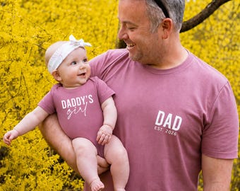 Papa et fille à papa. Cadeau de fête des pères pour père et fille. Cadeau père et petite fille. T-shirts assortis pour papa et fille. Nouveau cadeau pour papa.