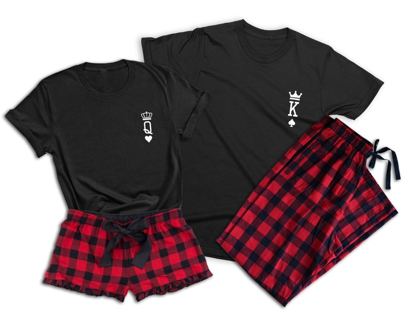 King & Queen Couple Matching Christmas Pajamas Husband Wife Etsy