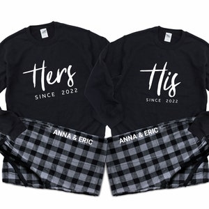 His & Hers - Couple Matching Pajamas, Personalized Anniversary Gift, Gift for husband, Husband Wife Valentines Day gift, Boyfriend Gift GB22
