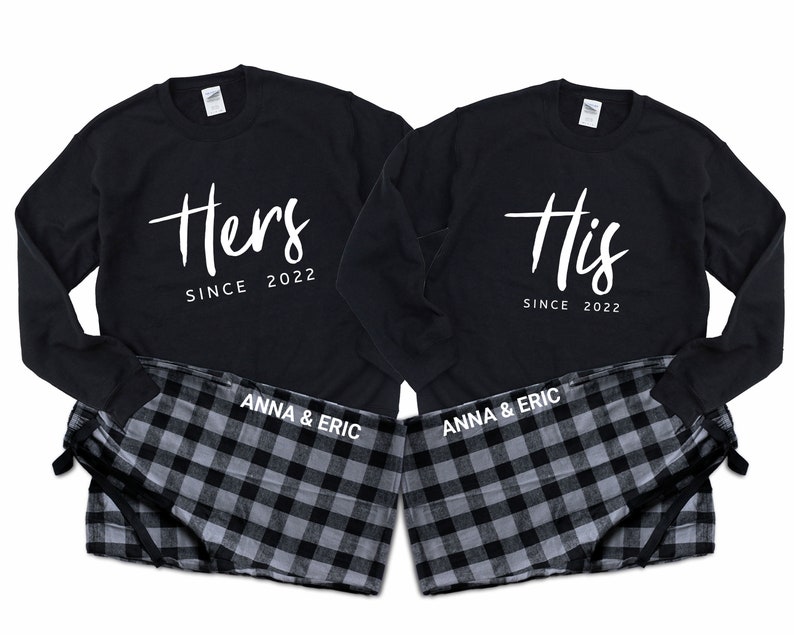 His & Hers Couple Matching Pajamas Personalized Anniversary Etsy