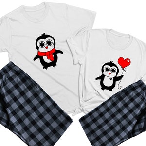 Penguins Couple Valentine&#39;s Day Matching Pajamas | Cute Honeymoon Holiday Outfit |  Family Christmas PJs  for Her and Him | CH/B PANTS