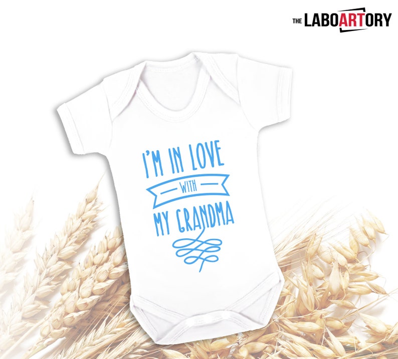 I'm in love with my grandma Cute Baby bodysuit Baby Bodysuit Best Grandson Best Granddaughter image 5