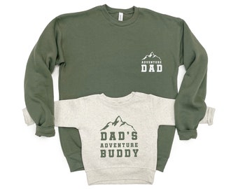 Adventure Dad & Dad's Adventure Buddy. Father and Son Sweatshirts. Dad Son Gift. Camping Sweaters. Father's Day gift. New Dad Gift. MG/NAT