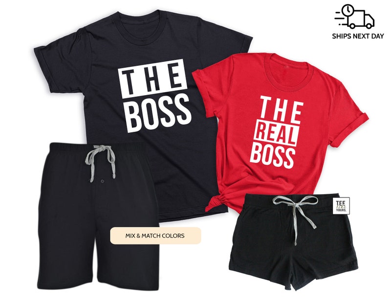 The Boss &amp; the Real Boss Couple Matching Pajamas Valentines - Etsy Canada
