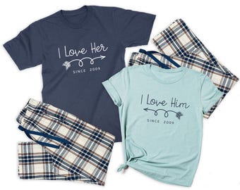 I Love Her I Love Him Couple Matching Shirts and Plaid