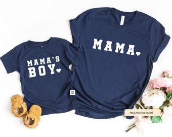 Mama & Mama's Boy Matching T-Shirts. Mama Shirt. Baby boy shirt. Mom to be gift.  Mather Son Shirt. Baby shower gift. New Mom Gifts