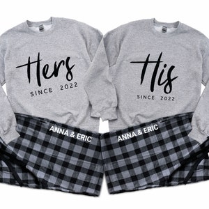His & Hers - Couple Matching Pajamas, Personalized Anniversary Gift, Gift for husband, Husband Wife Valentines Day gift, Boyfriend Gift GG22
